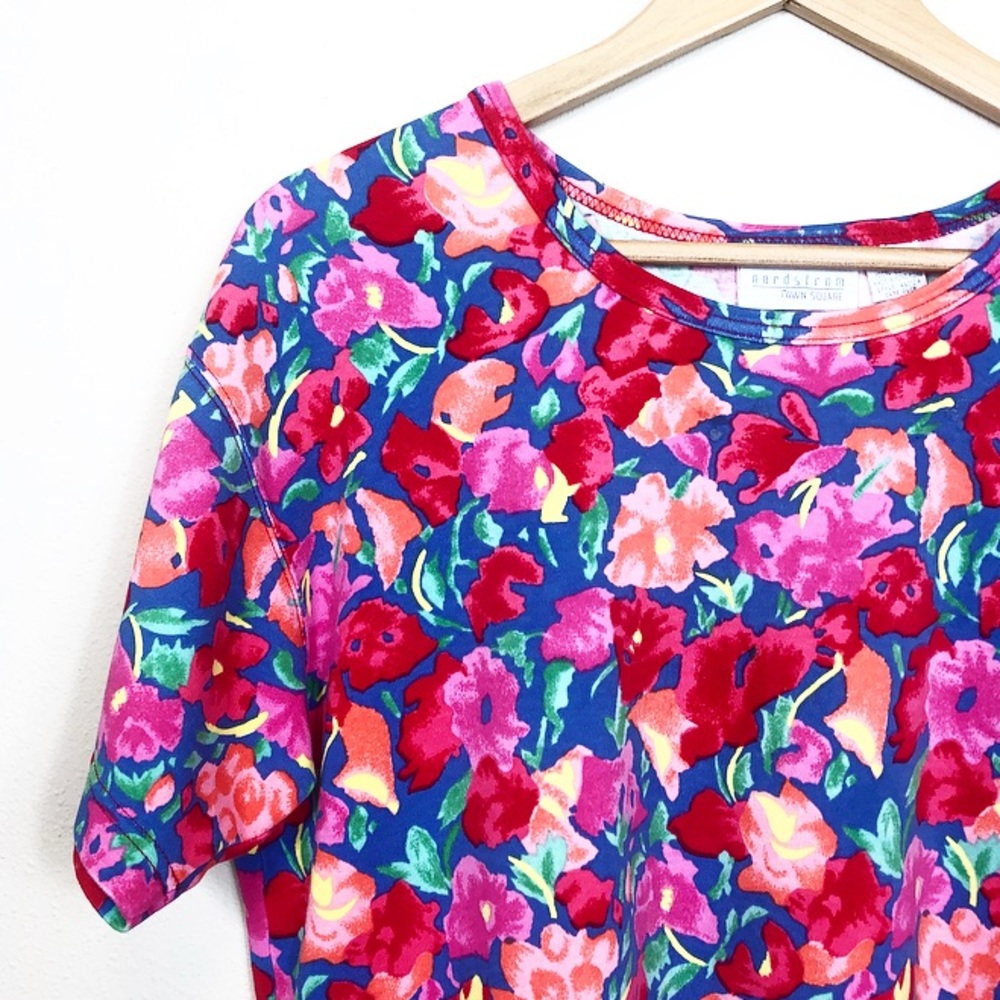Vintage Nordstrom Floral Short Sleeve Top Size M
